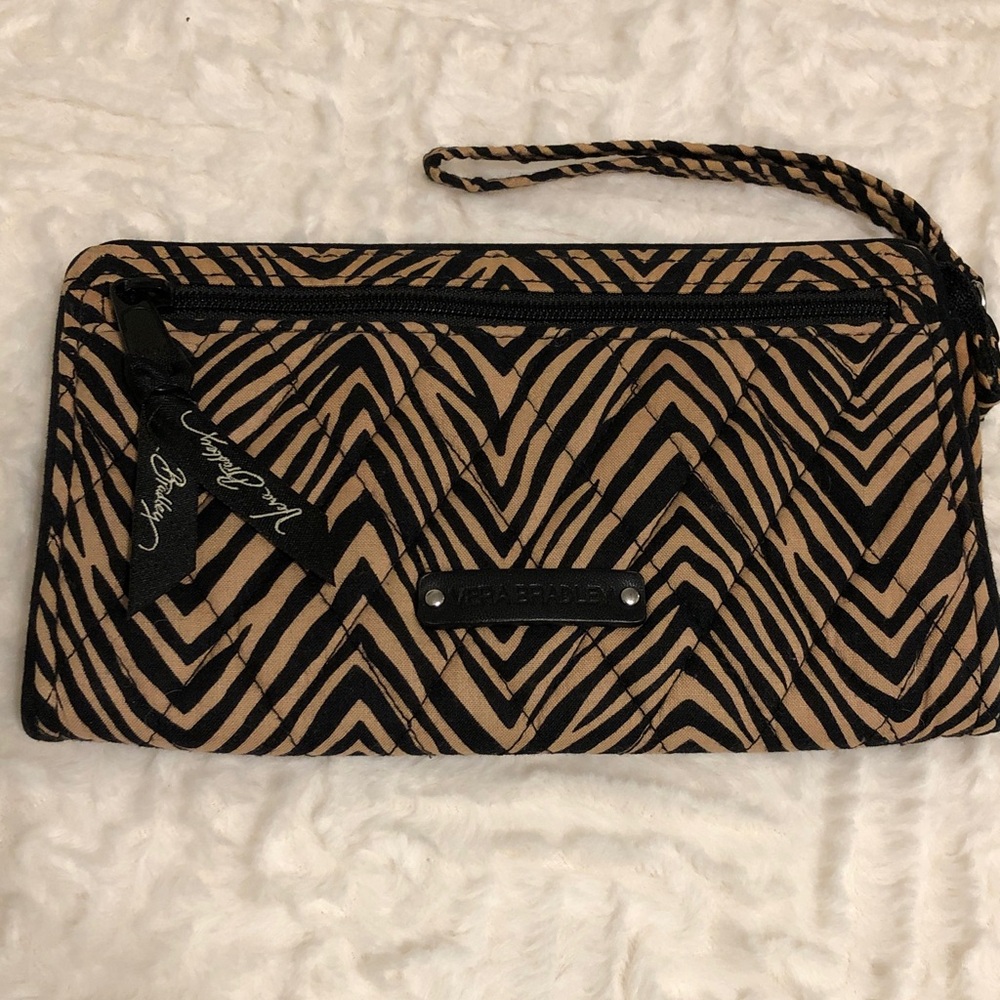 Vera Bradley Tan & Black Zebra Print  Wristlet Wallet, New without Tags.